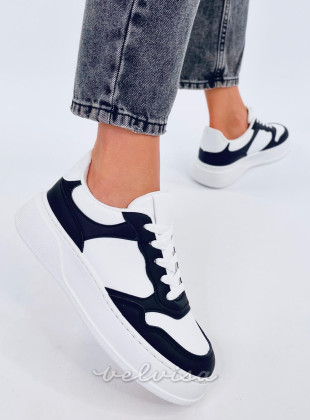 Sneakers con suola alta bianco/nero