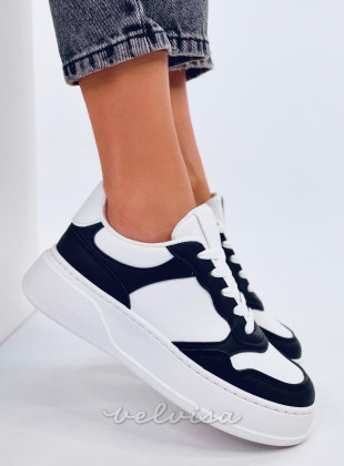 Sneakers con suola alta bianco/nero