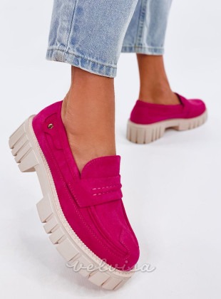 Mocassini platform in camoscio fucsia