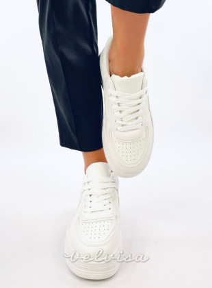 Sneakers su platform in ecopelle bianca