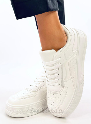 Sneakers su platform in ecopelle bianca