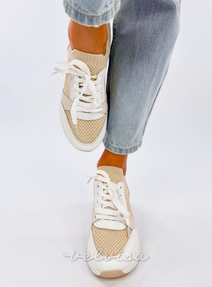 Sneakers con tacco nascosto beige