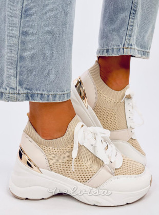 Sneakers con tacco nascosto beige