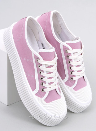 Sneakers da donna in tela sulla piattaforma viola