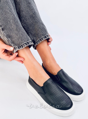 Perforirane slip-on tenisice crne