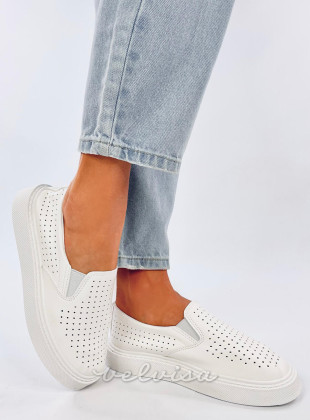 Sneakers slip-on traforate bianche