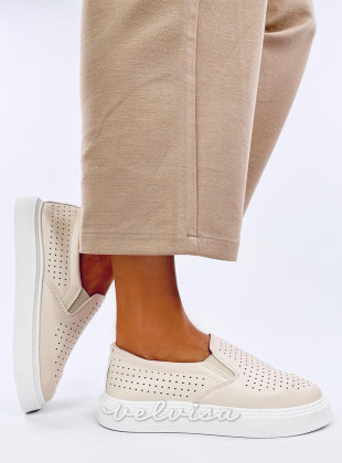 Sneakers slip-on traforate beige