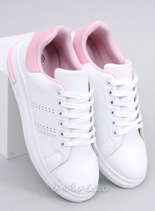 Sneakers con tacco nascosto bianco/rosa