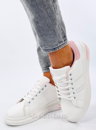 Sneakers con tacco nascosto bianco/rosa