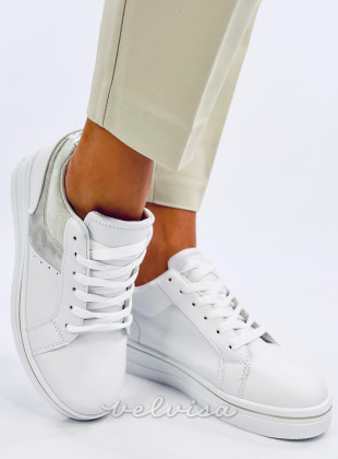 Sneakers da donna con tacco nascosto bianco/salvia