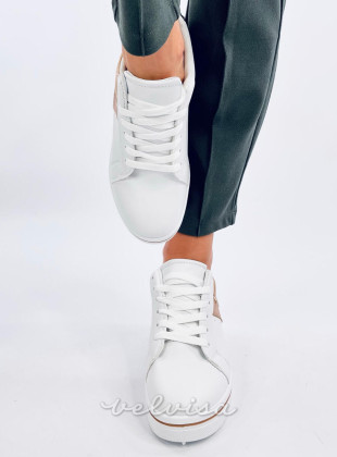 Sneakers da donna con tacco nascosto bianco/beige