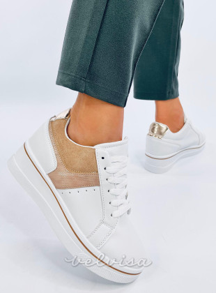 Sneakers da donna con tacco nascosto bianco/beige