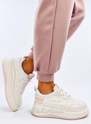 Sneakers da donna su plateau rosa pastello