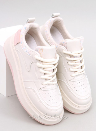 Sneakers da donna su plateau rosa pastello