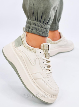 Sneakers da donna su plateau verde pastello