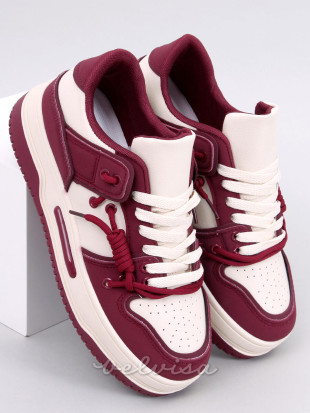 Sneakers rosso bordeaux con suola più alta