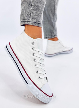Sneakers bianche in tela alla caviglia