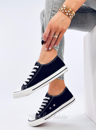 Sneakers basse in tela nere/bianche