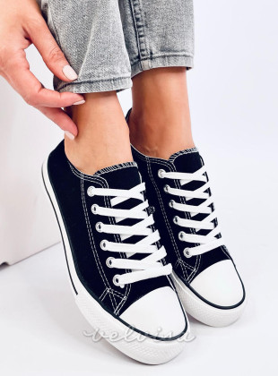 Sneakers basse in tela nere/bianche