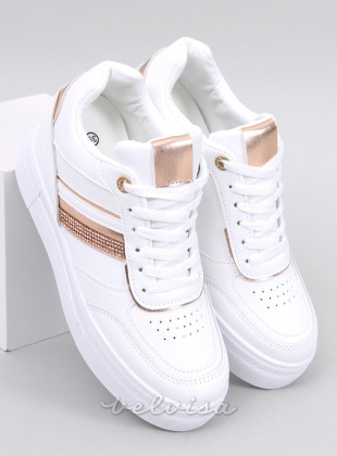 Sneakers con tacco nascosto bianco/champagne