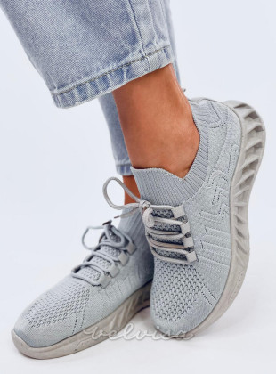 Sneakers realizzate in tessuto elastico grigie