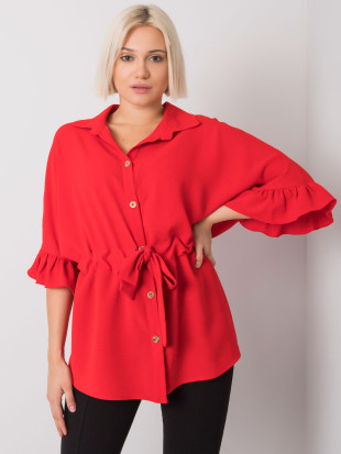 Blusa rossa elegante con volant