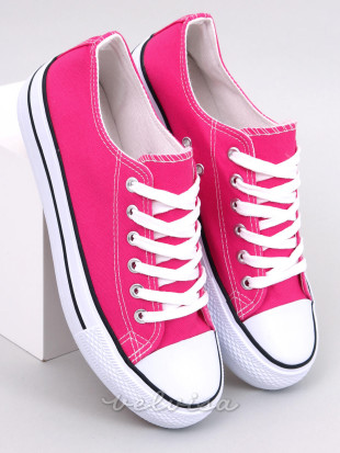 Sneakers basse in tela rosa