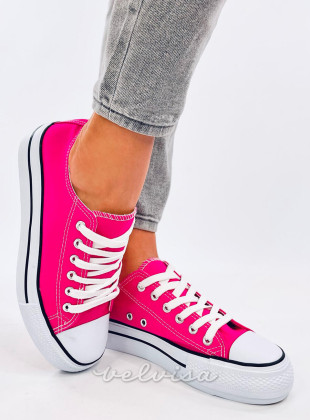 Sneakers basse in tela rosa