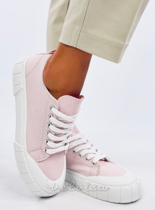 Sneakers da donna in tela rosa