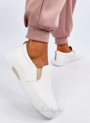Sneakers slip-on bianche/beige