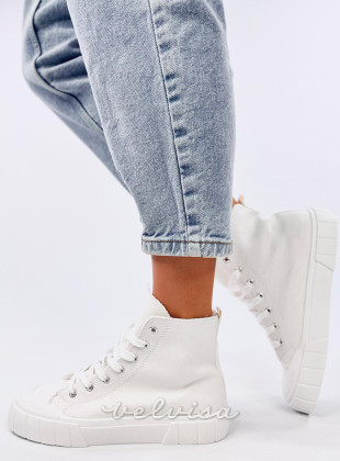 Sneakers alla caviglia in tela bianche