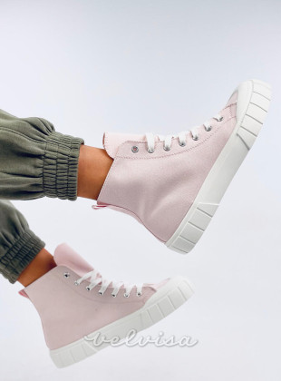 Sneakers alla caviglia in tela rosa chiaro