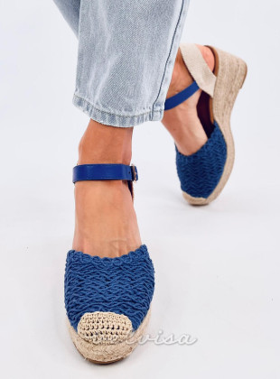 Sandale - espadrile s klinastom petom plave