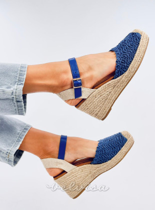 Sandale - espadrile s klinastom petom plave