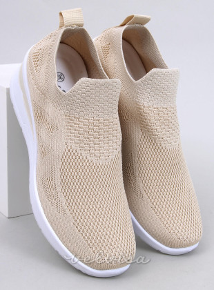 Sneakers beige elasticizzate su suola rialzata