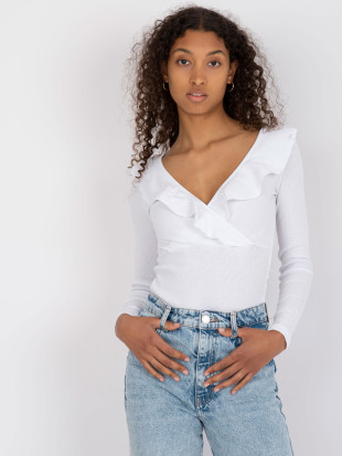Elegante blusa bianca a maniche lunghe