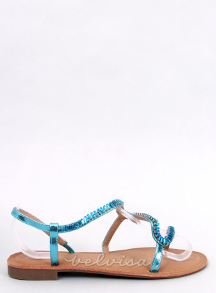 Sandali blu con cristalli