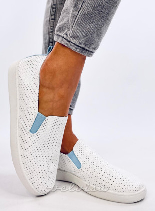 Sneakers slip-on traforate bianco/blu