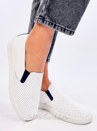 Sneakers slip-on traforate bianco/nero