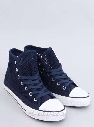 Sneakers blu scuro alte traforate