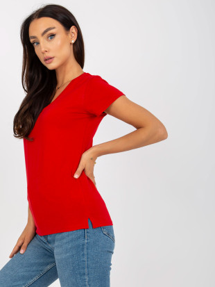 T-shirt rossa da donna a maniche corte