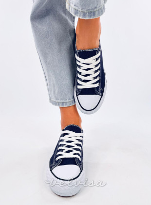 Sneakers basse in tela blu scuro