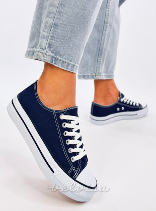 Sneakers basse in tela blu scuro