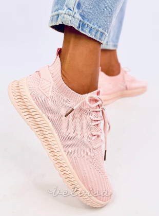 Sneakers sportive da donna in tessuto rosa chiaro