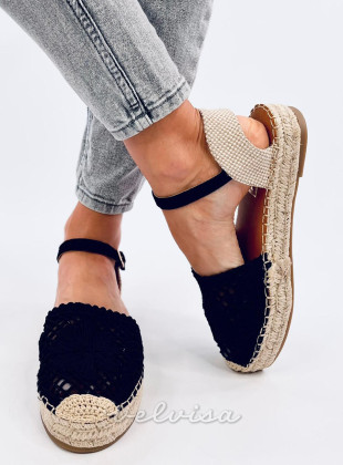 Espadrillas nere con tomaia in pizzo