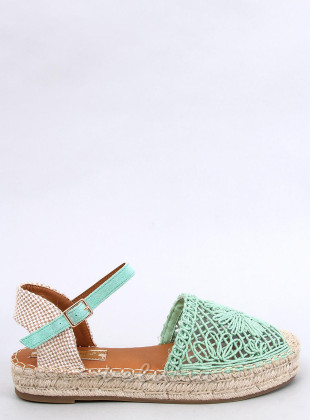 Espadrillas verde chiaro con tomaia in pizzo