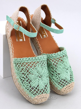 Espadrillas verde chiaro con tomaia in pizzo