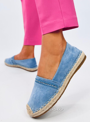 Espadrillas in pelle scamosciata blu con strass