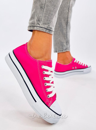 Sneakers basse in tela rosa