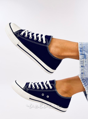 Sneakers classiche basse in tela blu scuro